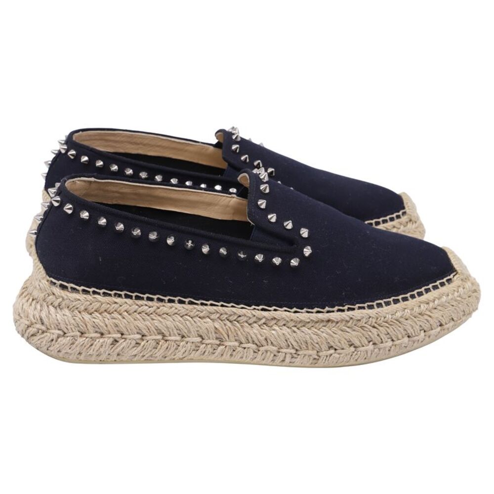 Christian Louboutin Espaboat Espadrille Shoes in Navy Blue Canvas